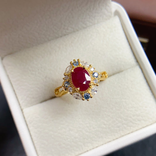 Vintage Filigree Red Ruby Ring