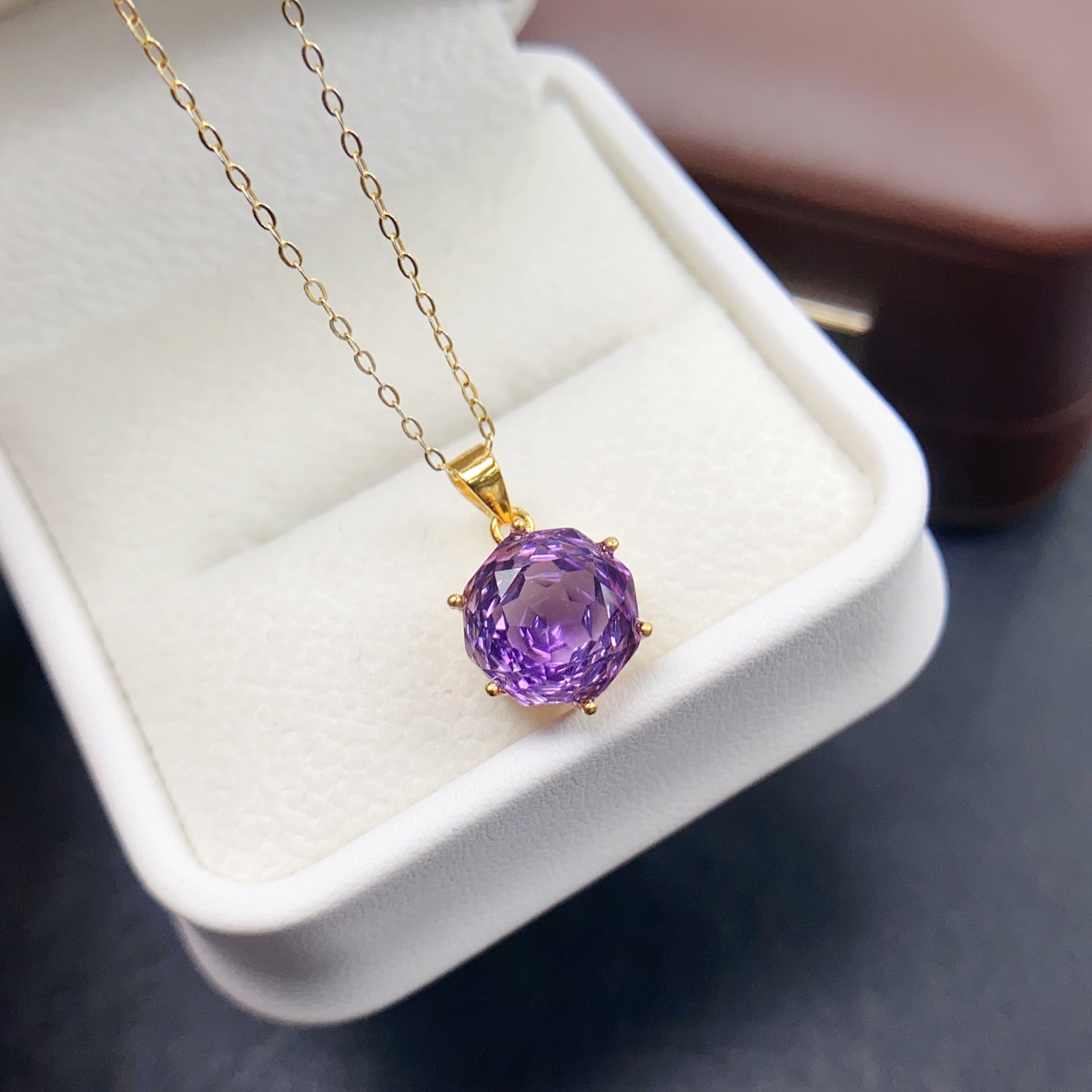 Hexagon Amethyst Gemstone Pendant