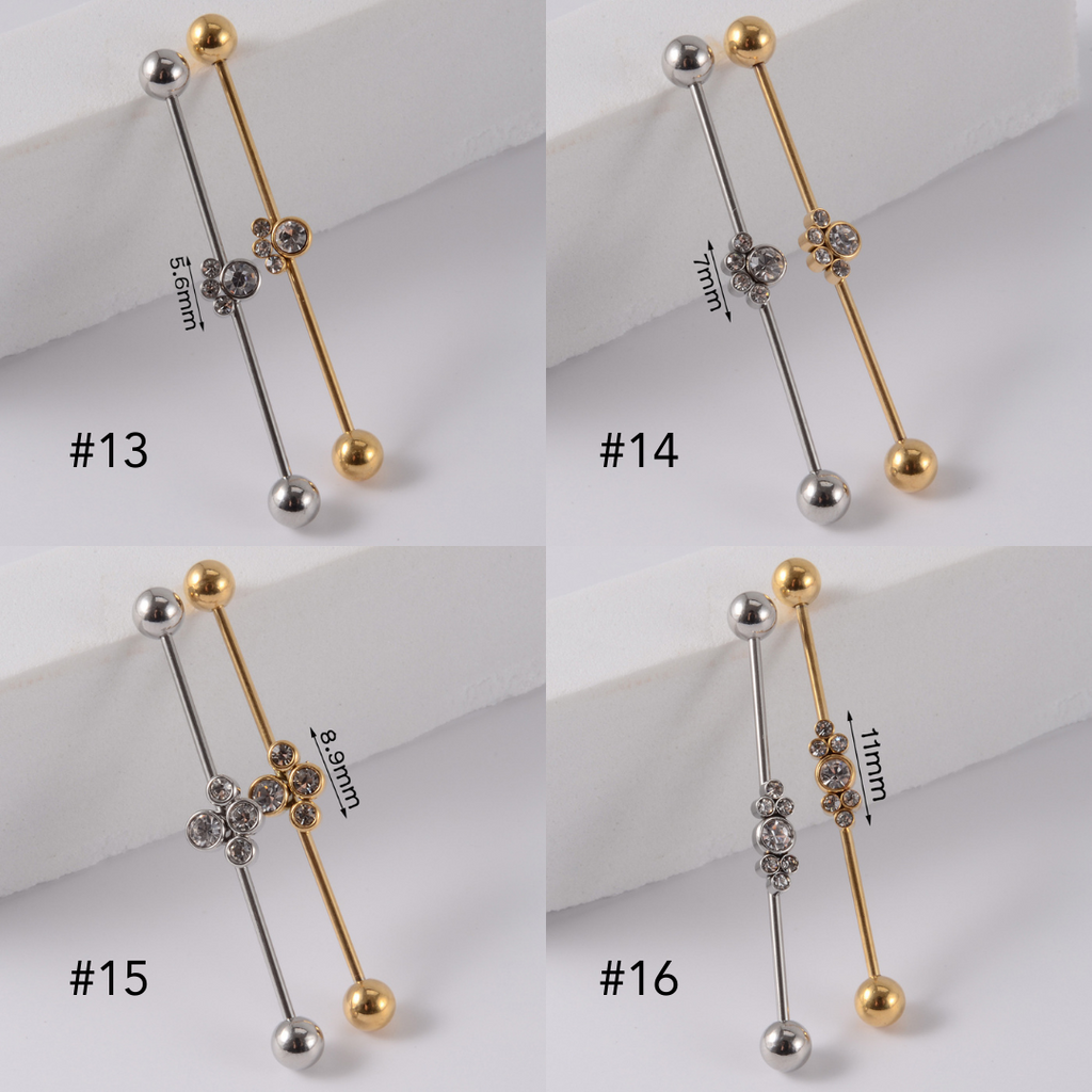 16G Gold & Silver Geometry Double Industrial Barbell Bar | DL2311