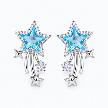 Celestial Wish Blue Star Dangle Earrings