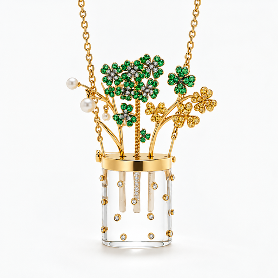 Secret Garden Flower Basket Necklace