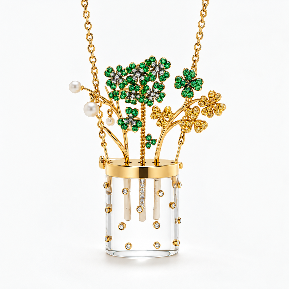 Secret Garden Flower Basket Necklace