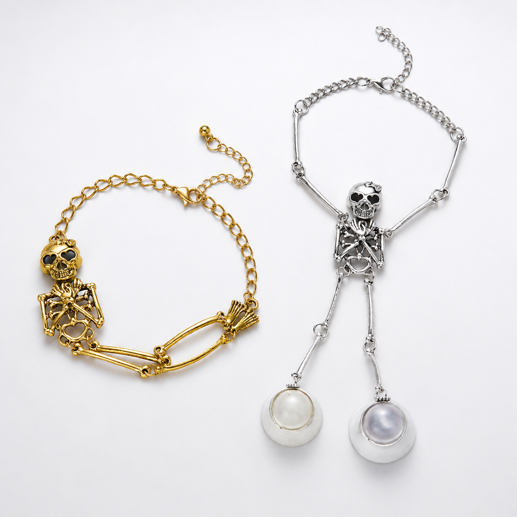 Golden Bones Skeleton Hand Chain Bracelet