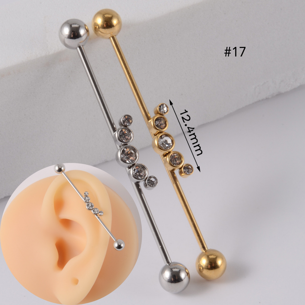 16G Gold & Silver Geometry Double Industrial Barbell Bar | DL2311