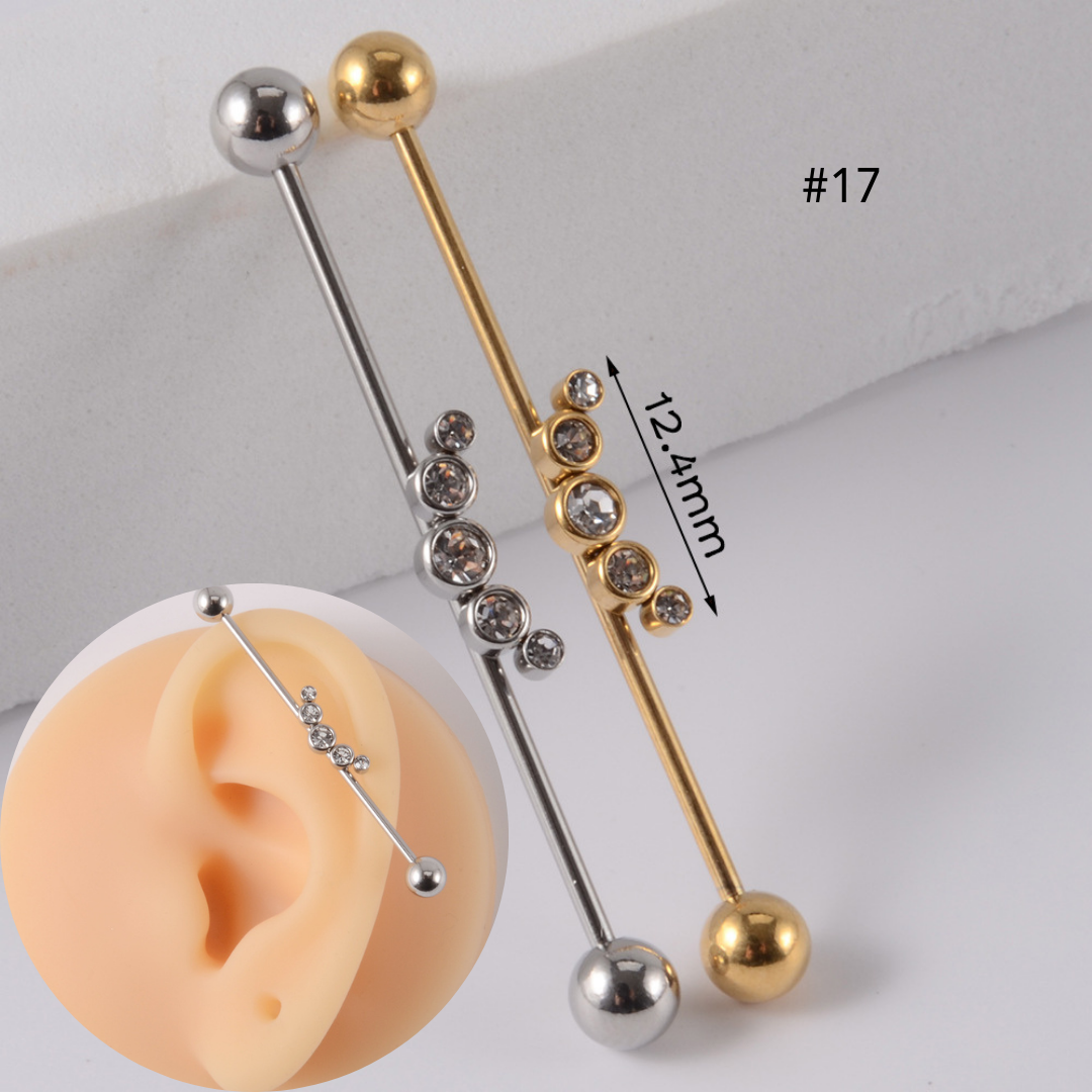 16G Gold & Silver Geometry Double Industrial Barbell Bar | DL2311