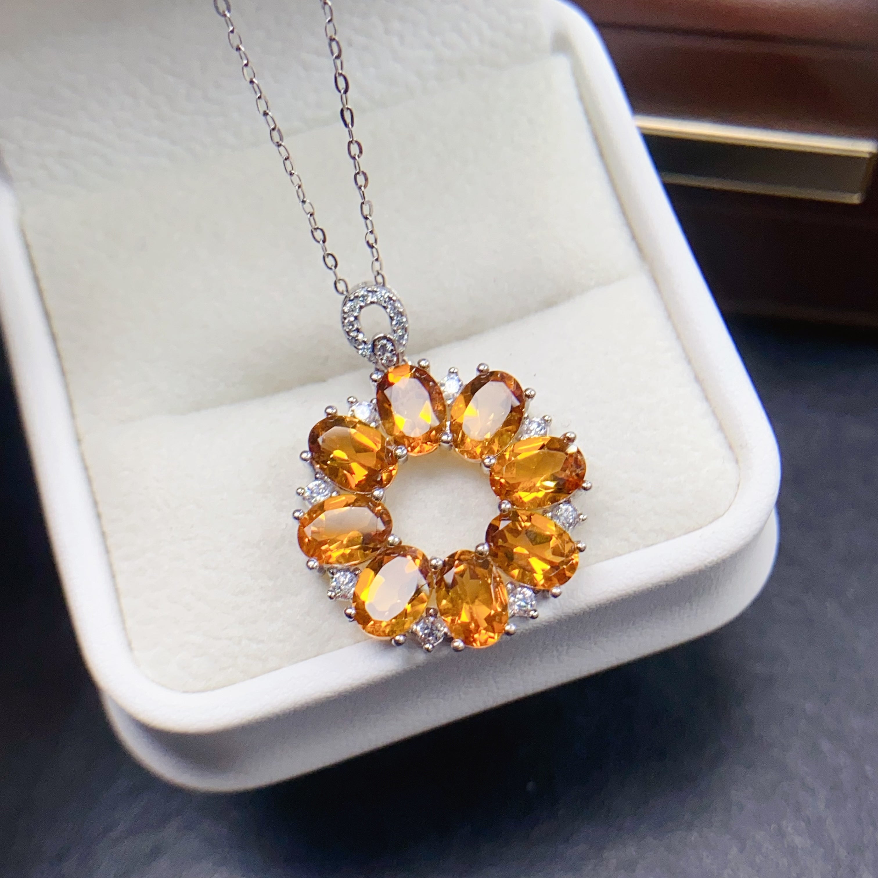 Dainty Wreath Citrine Pendant