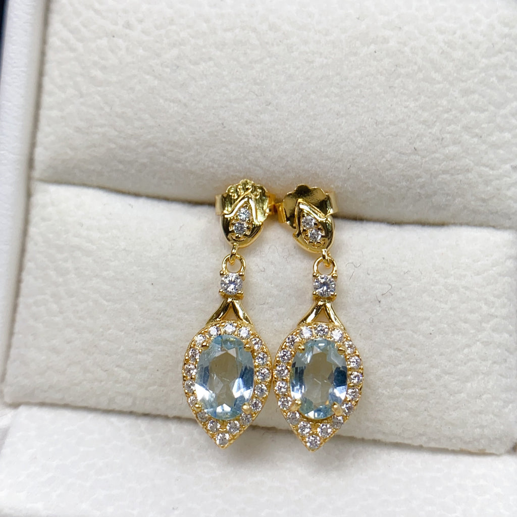 Teardrop Aquamarine March Earrings