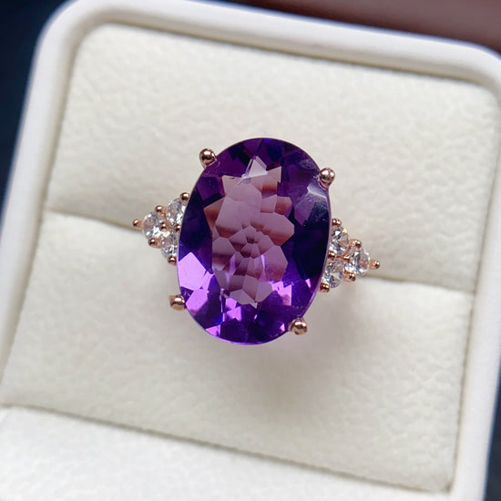 Oval Amethyst Statement Ring 