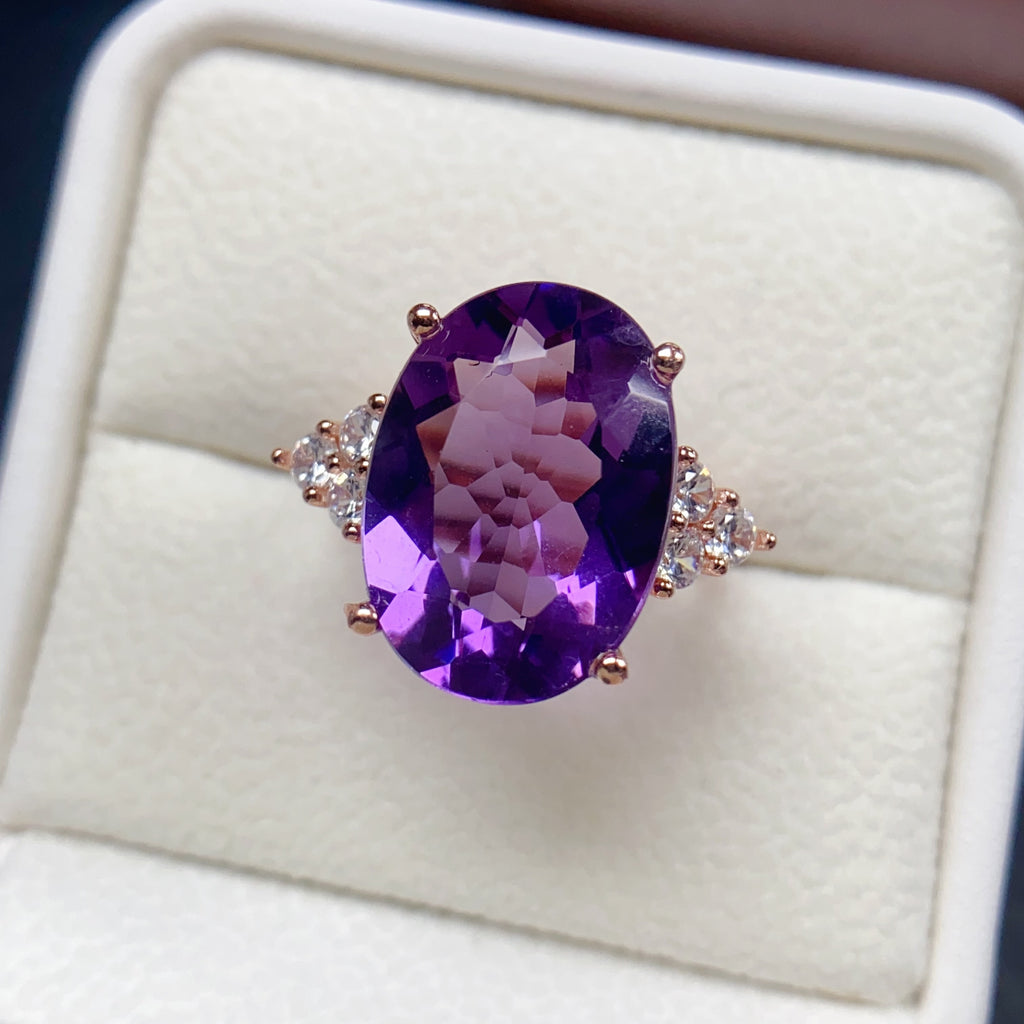 Chunky 6 Stones Amethyst Ring