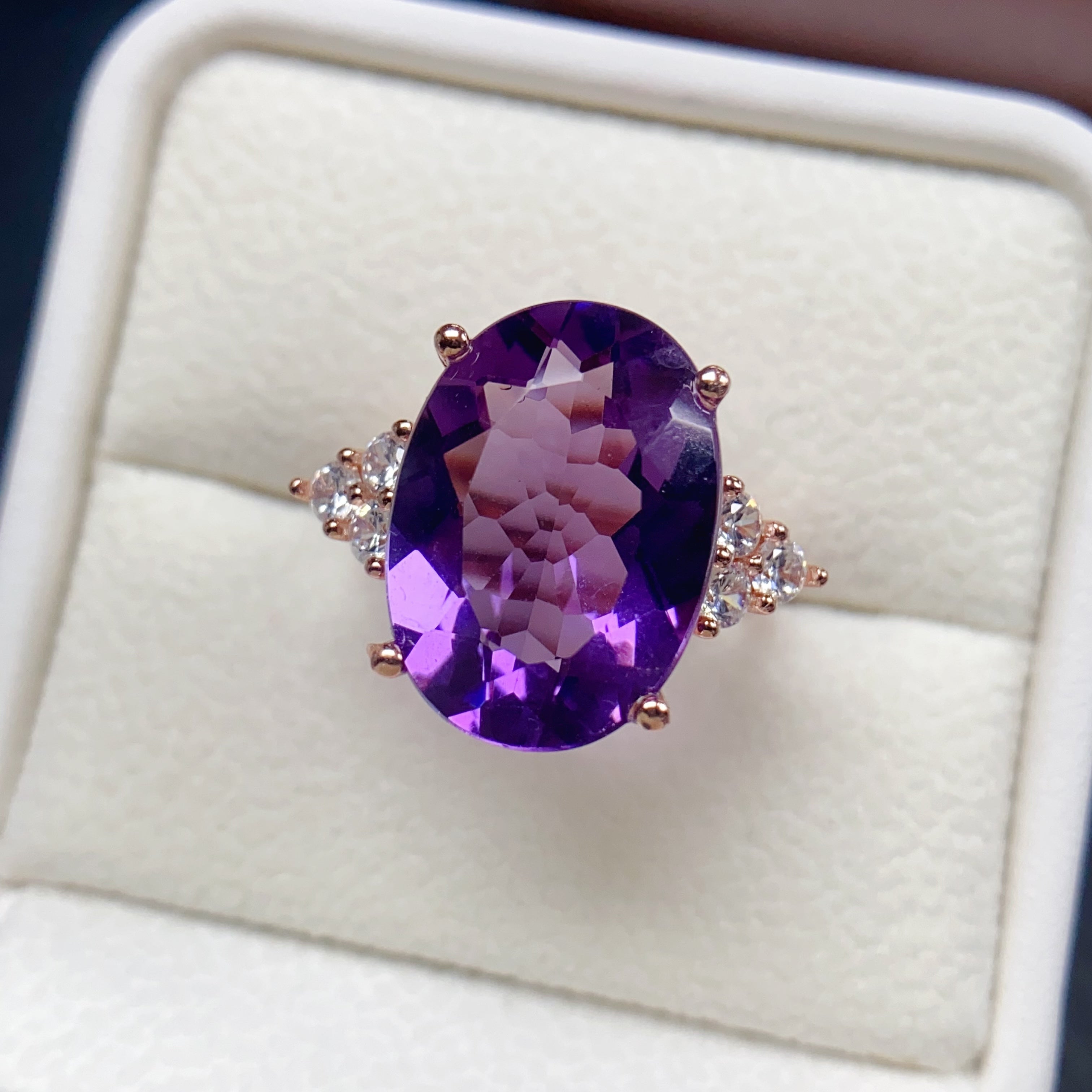 Chunky 6 Stones Amethyst Ring