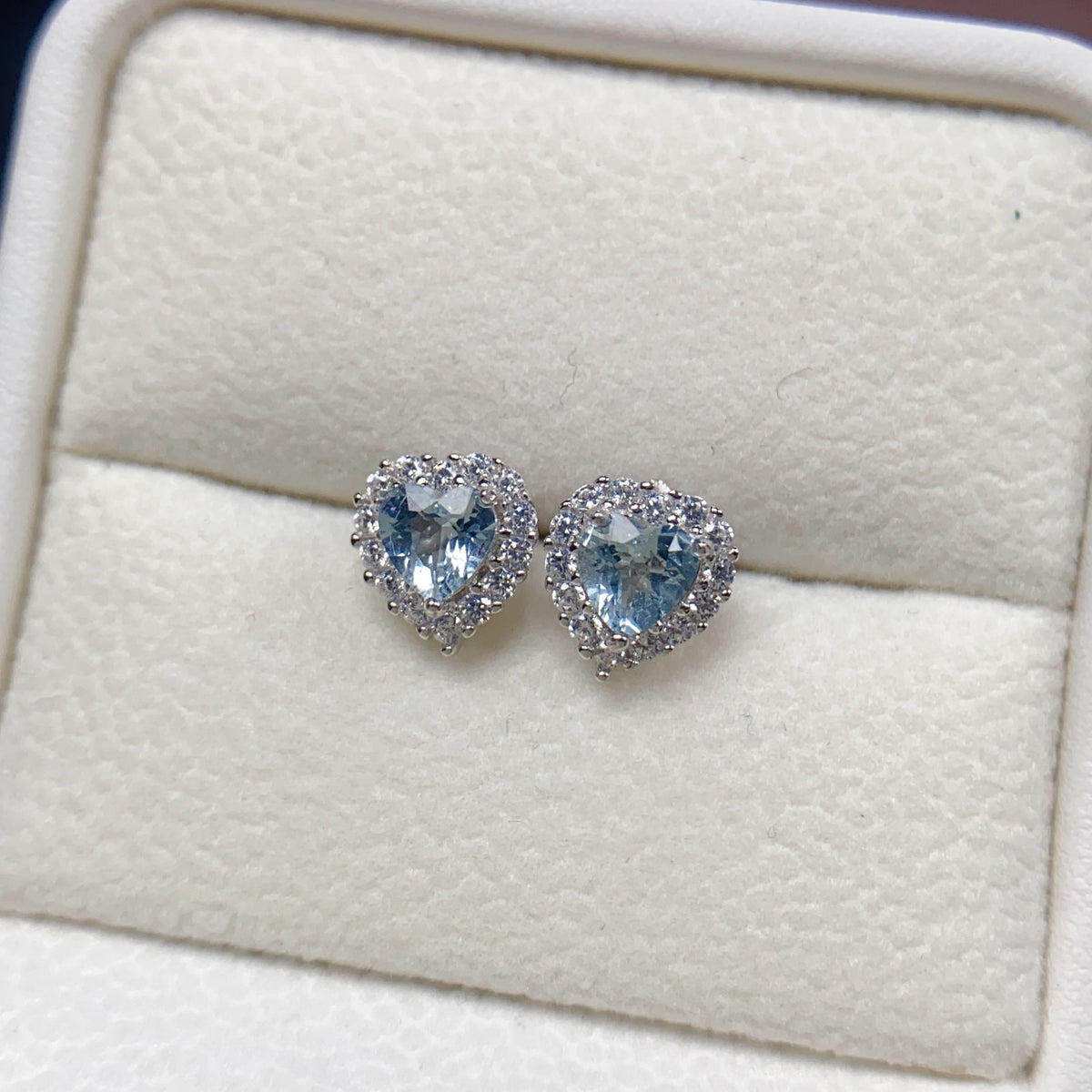 Romantic Heart Aquamarine Gemstone Stud