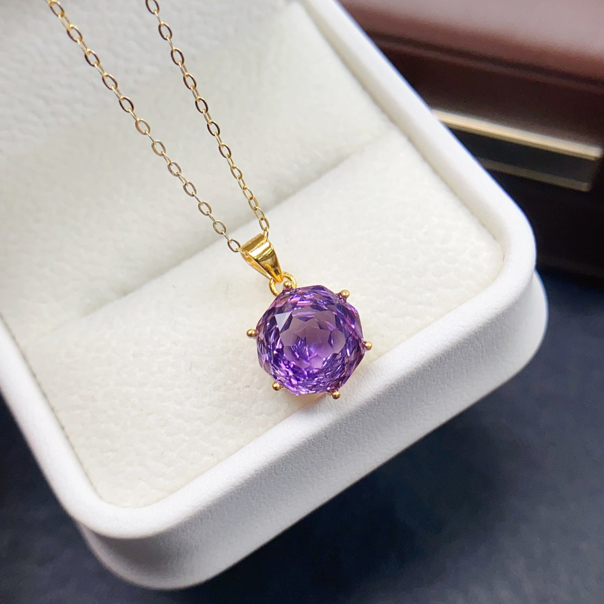 Hexagon Amethyst Gemstone Pendant