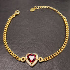 Garnet Heart Gemstone Bracelet