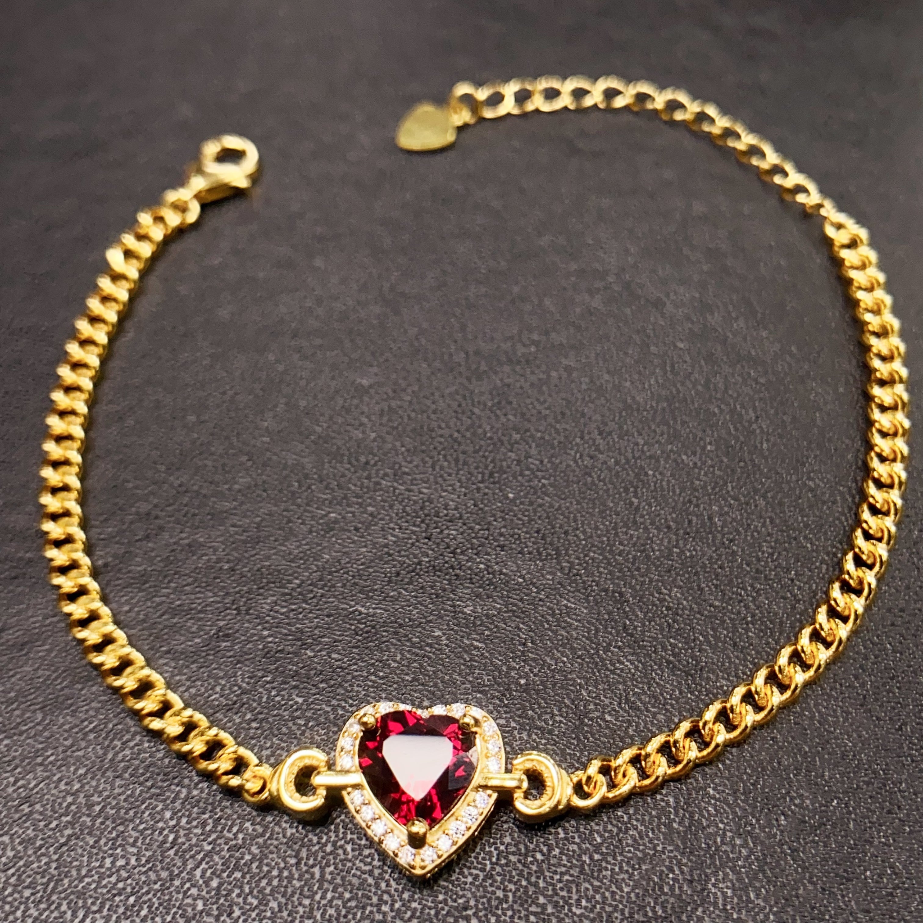 Garnet Heart Gemstone Bracelet