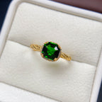Asscher Cut Diopside Halo Ring