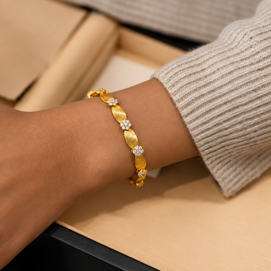 Luxury Dual Tone Brushed Ribbon Link Bracelet