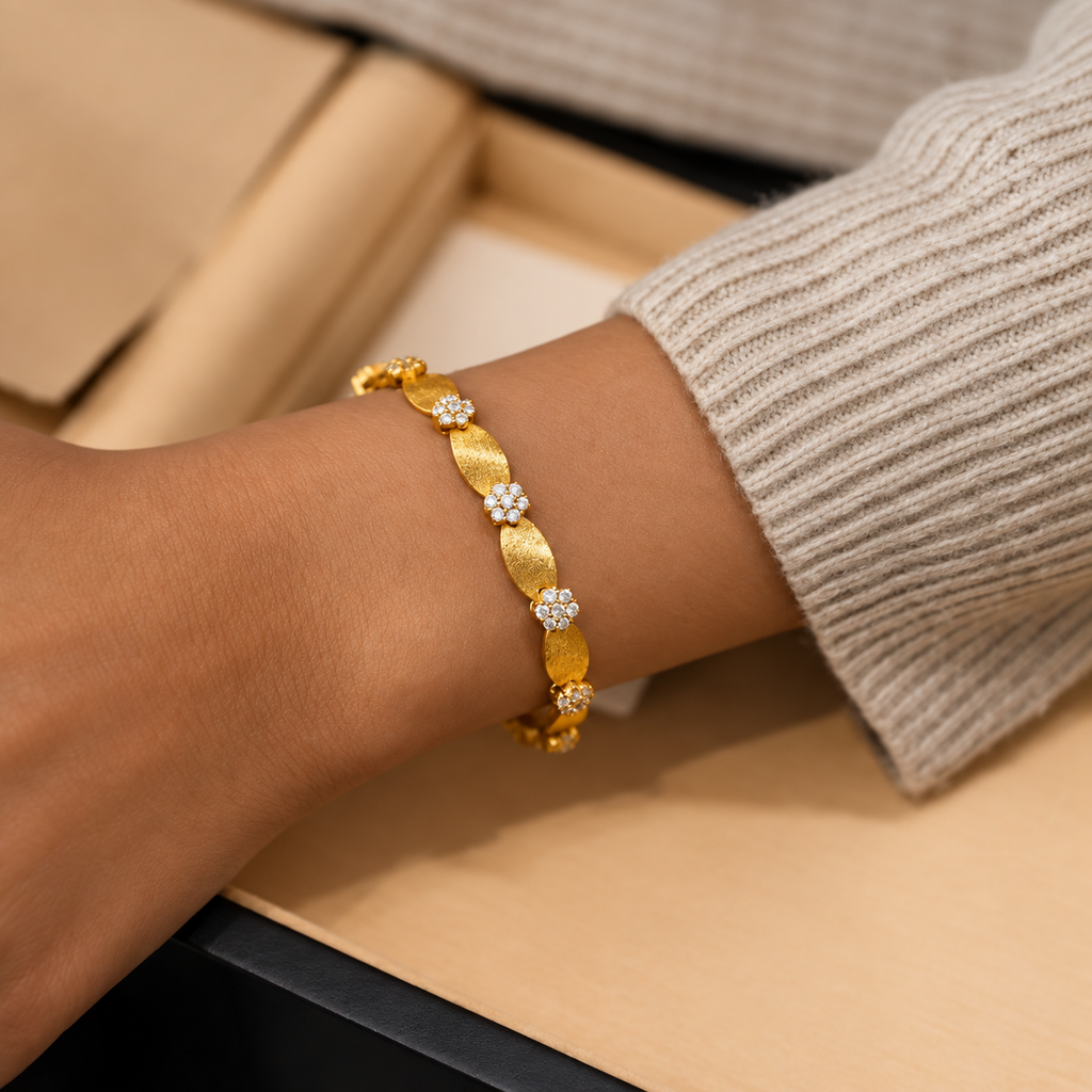 Luxury Dual Tone Brushed Ribbon Link Bracelet