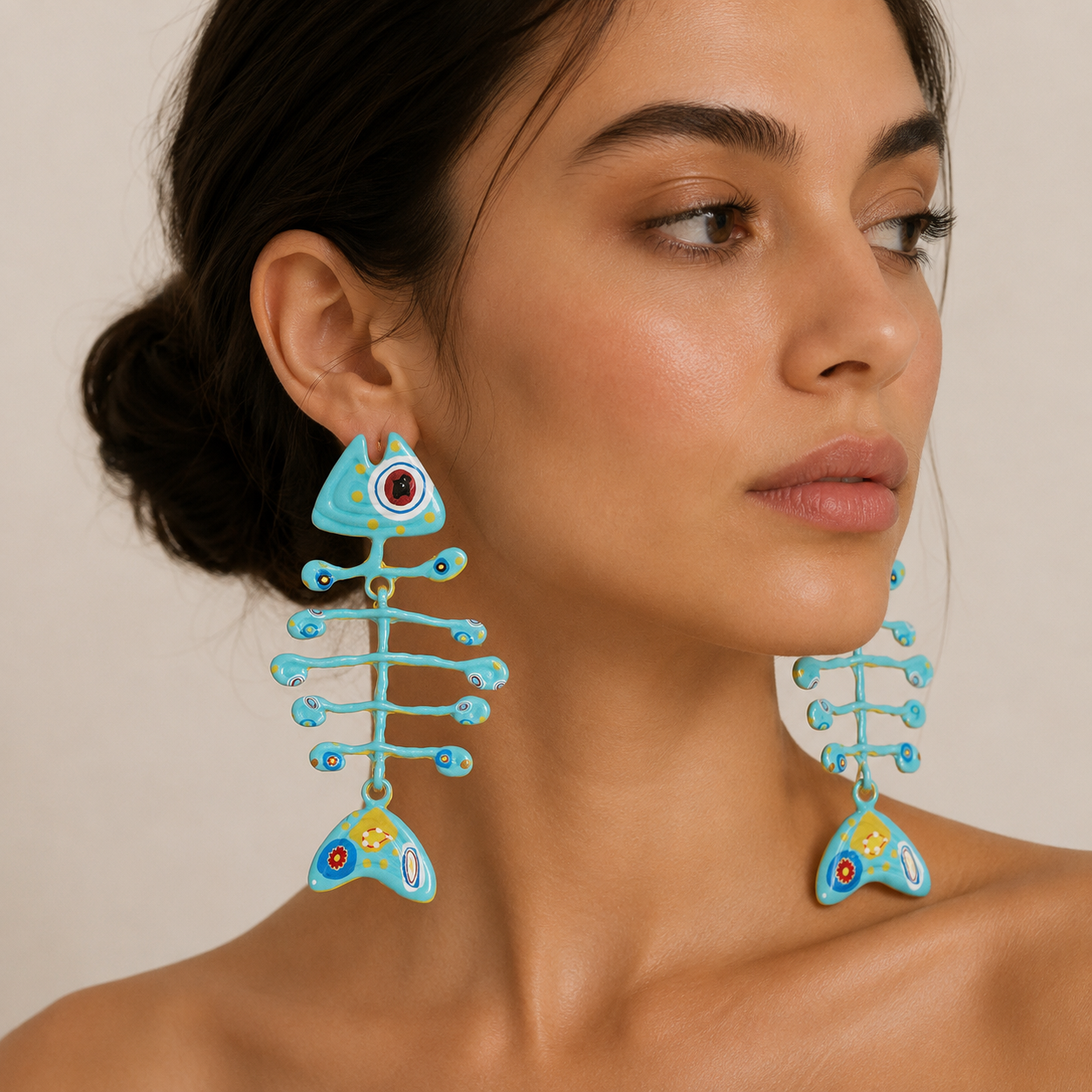 Chunky Fishbone Skeleton Earrings