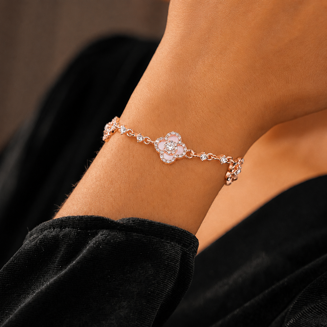 Four Leaf Clover Pink Cleef Bracelet