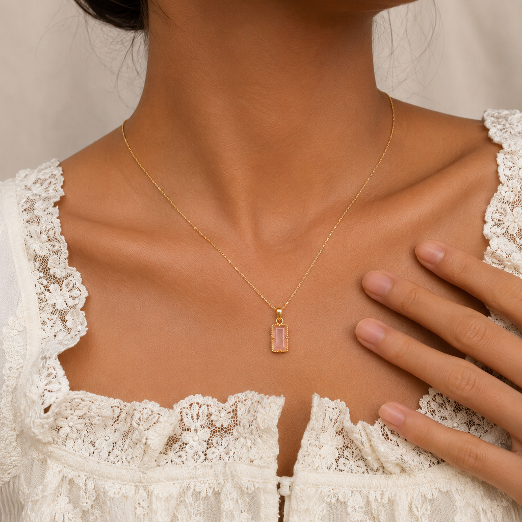 Vintage Orange Moonstone Pendant Necklace
