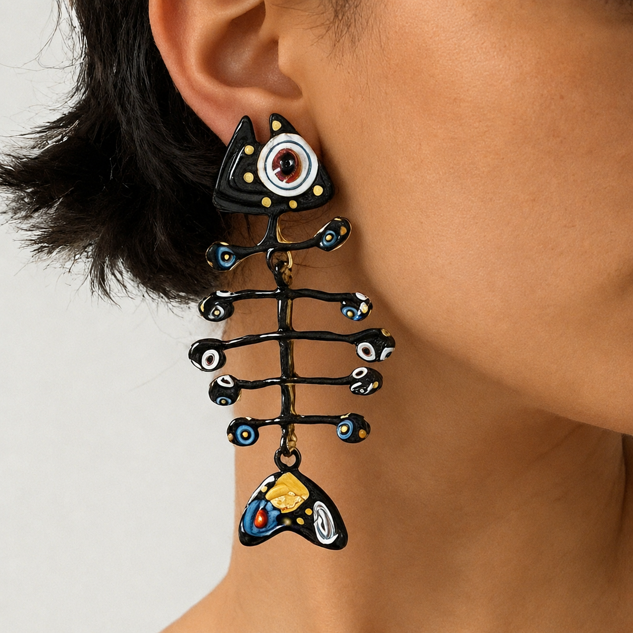 Chunky Fishbone Skeleton Earrings