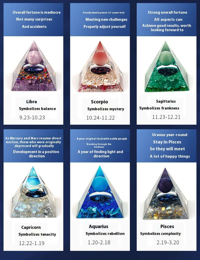 Handcraft Zodiac Pyramid Crystal Home Decoration Ornaments