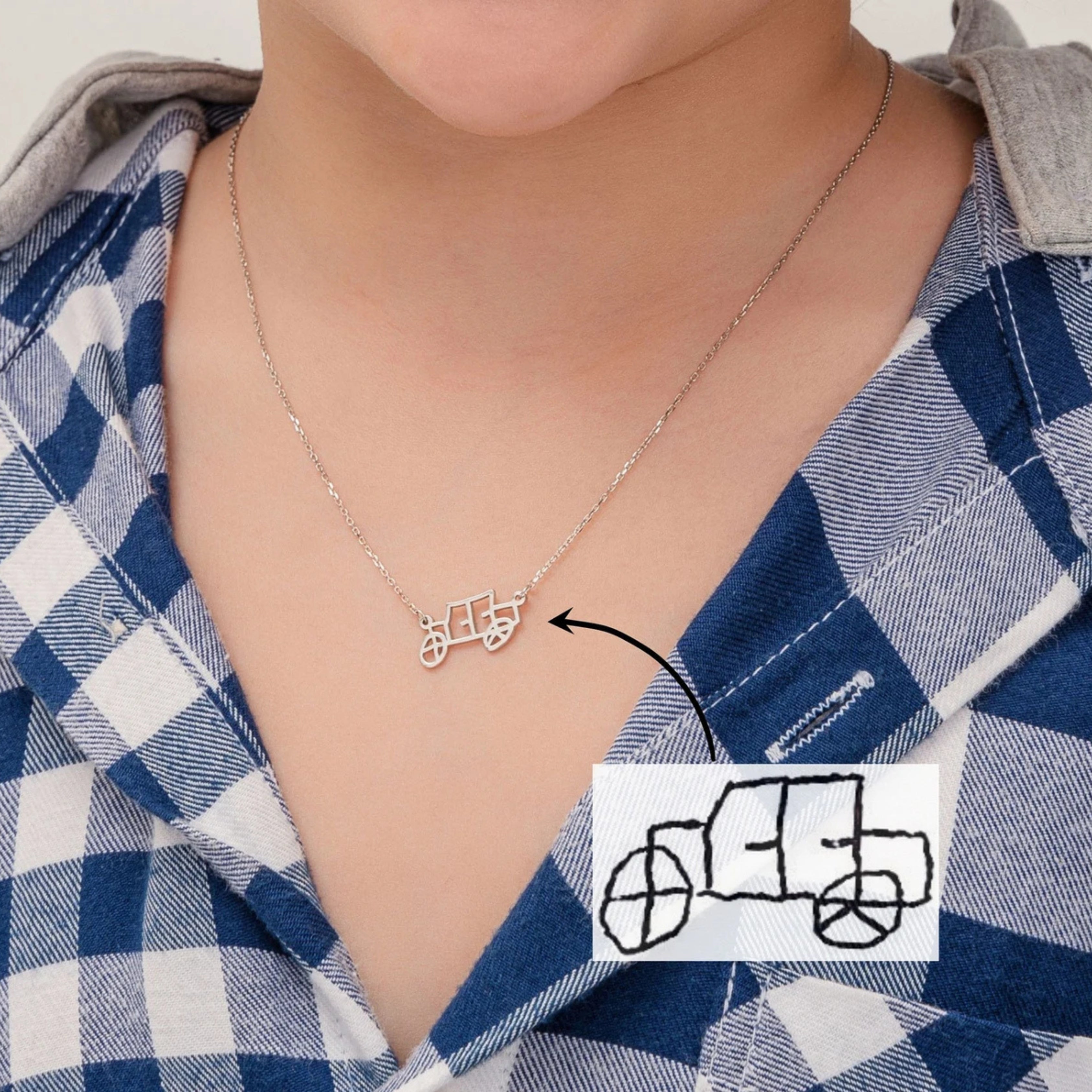Customise Hand Drawn Children Art Necklace | XL893