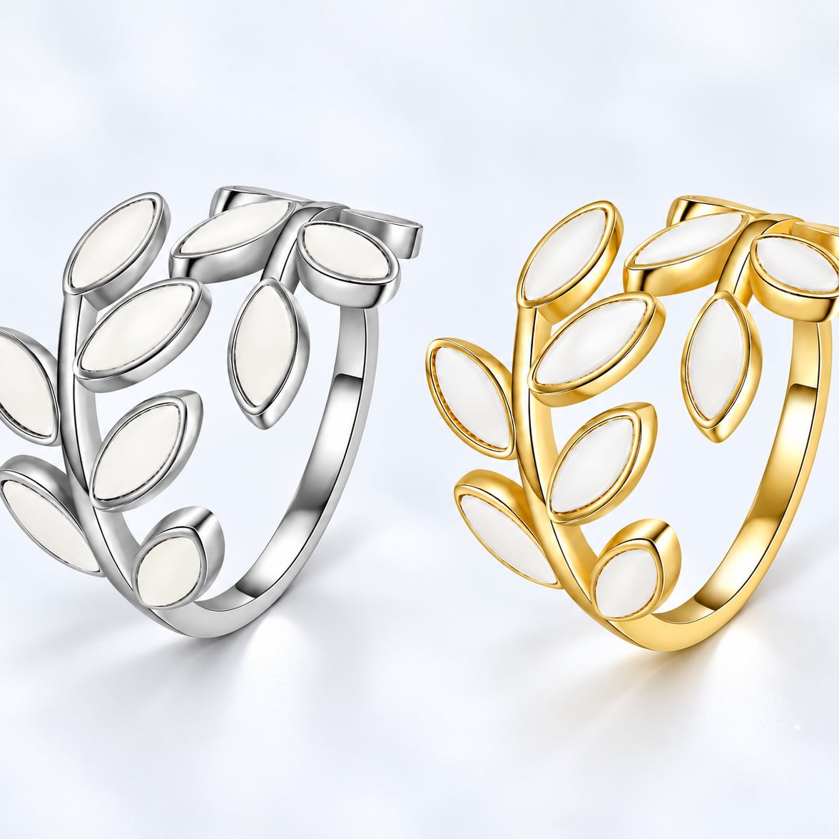 Gold Silver Olive Leaf Vine Ring