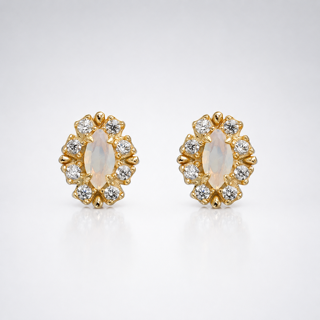 Golden Halo Ethiopian Opal Stud Earrings