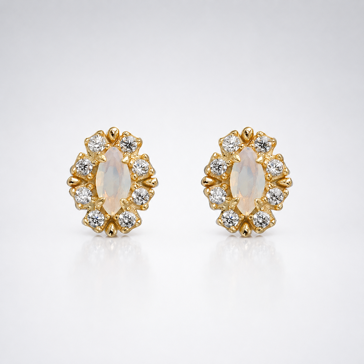 Golden Halo Ethiopian Opal Stud Earrings