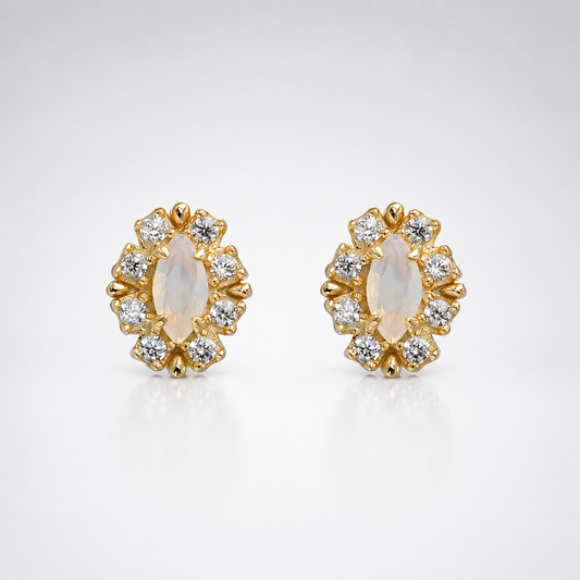 Golden Halo Ethiopian Opal Stud Earrings