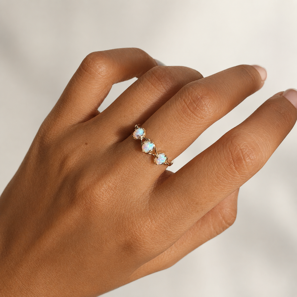 Libra Opal 3 Stone Rings