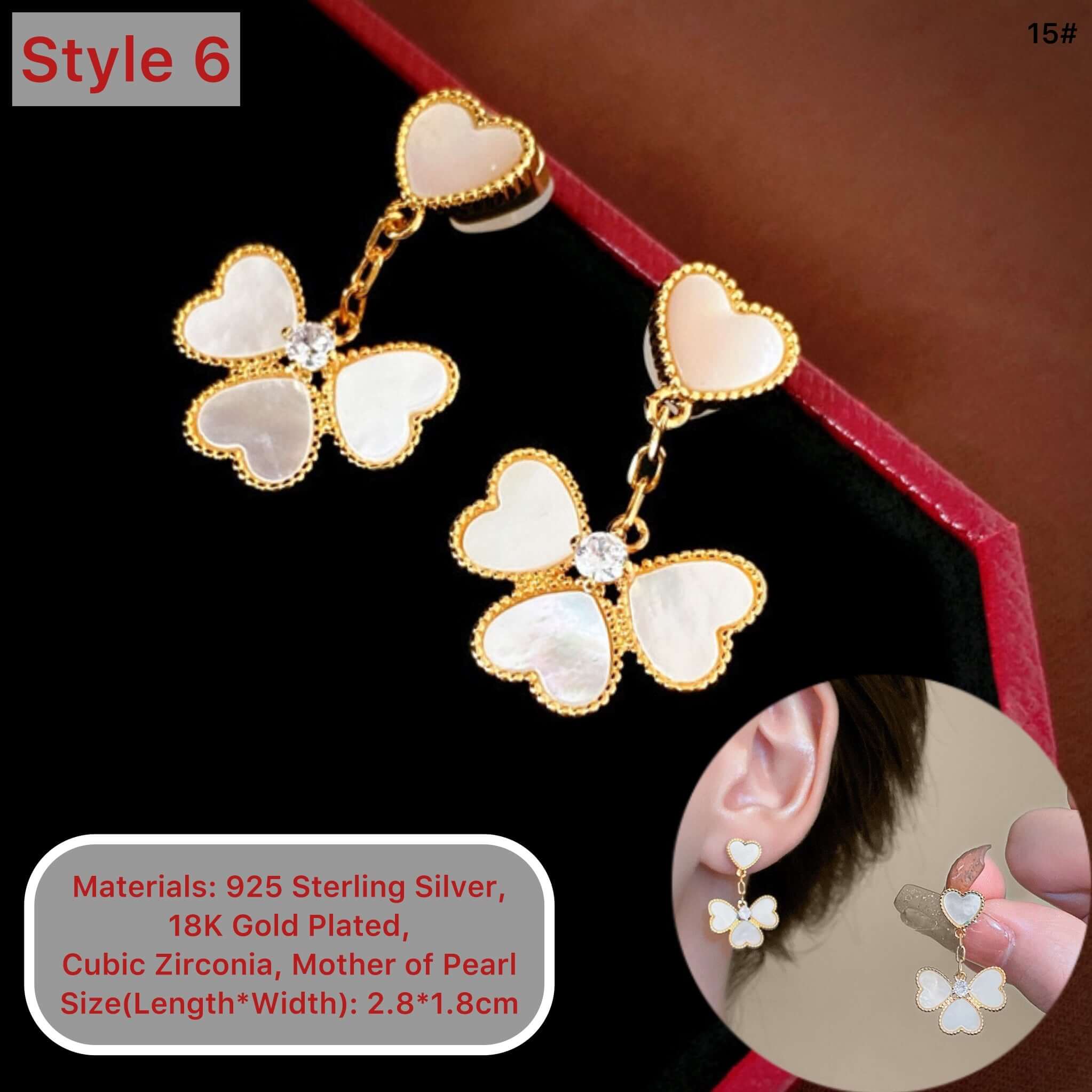 18K Gold Plated 4 Leaf Clover Earrings