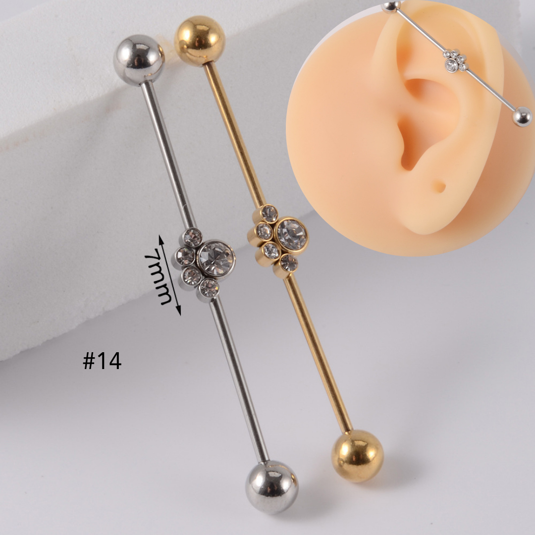 16G Gold & Silver Geometry Double Industrial Barbell Bar | DL2311