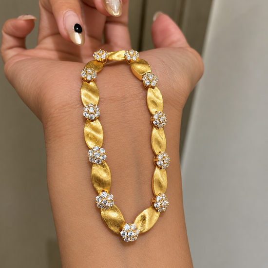 Luxury Dual Tone Brushed Ribbon Link Bracelet