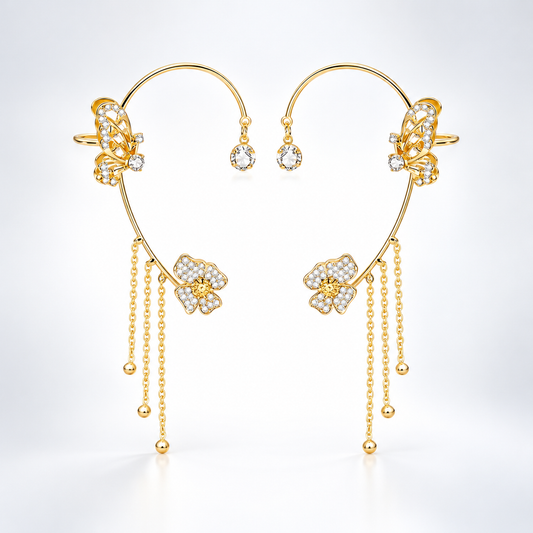 Non-Pierced Butterfly Elf Ear Clip Wrap Climber Earrings