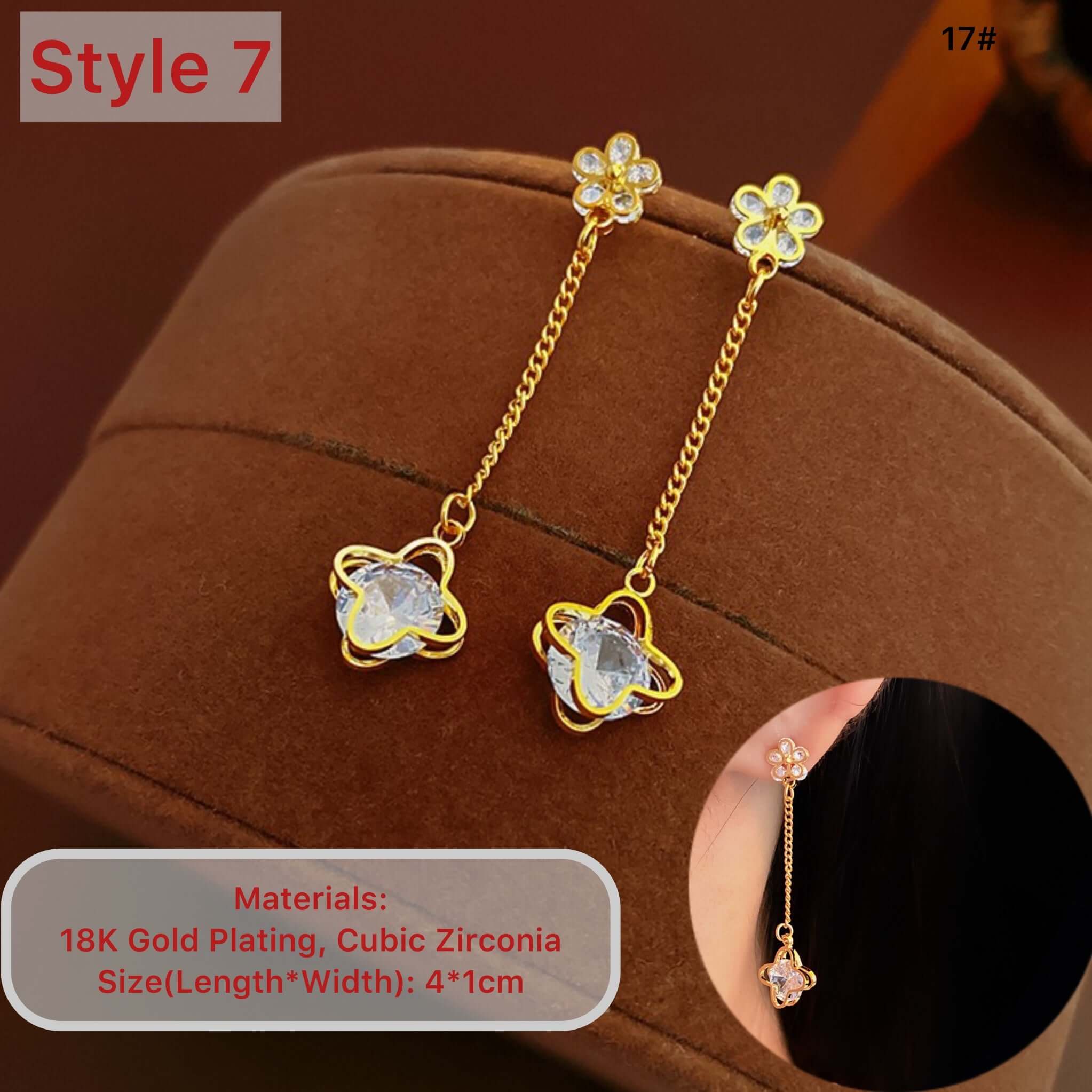 18K Gold Plated 4 Leaf Clover Earrings