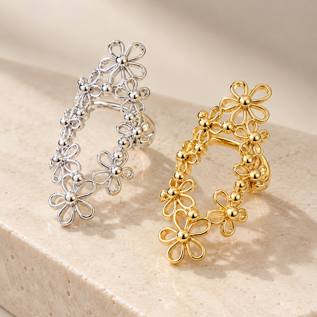 Daisy Bloom Openwork Floral Ring
