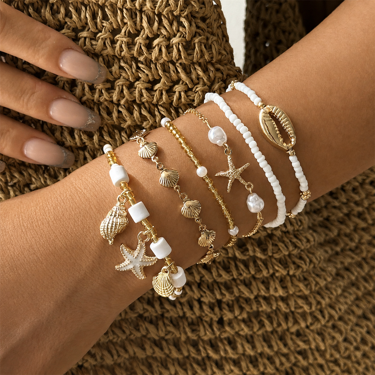 Seaside Escape Starfish Turtle Layer Bead Bracelet