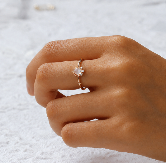 Aurora Moonstone Birthstone Ring