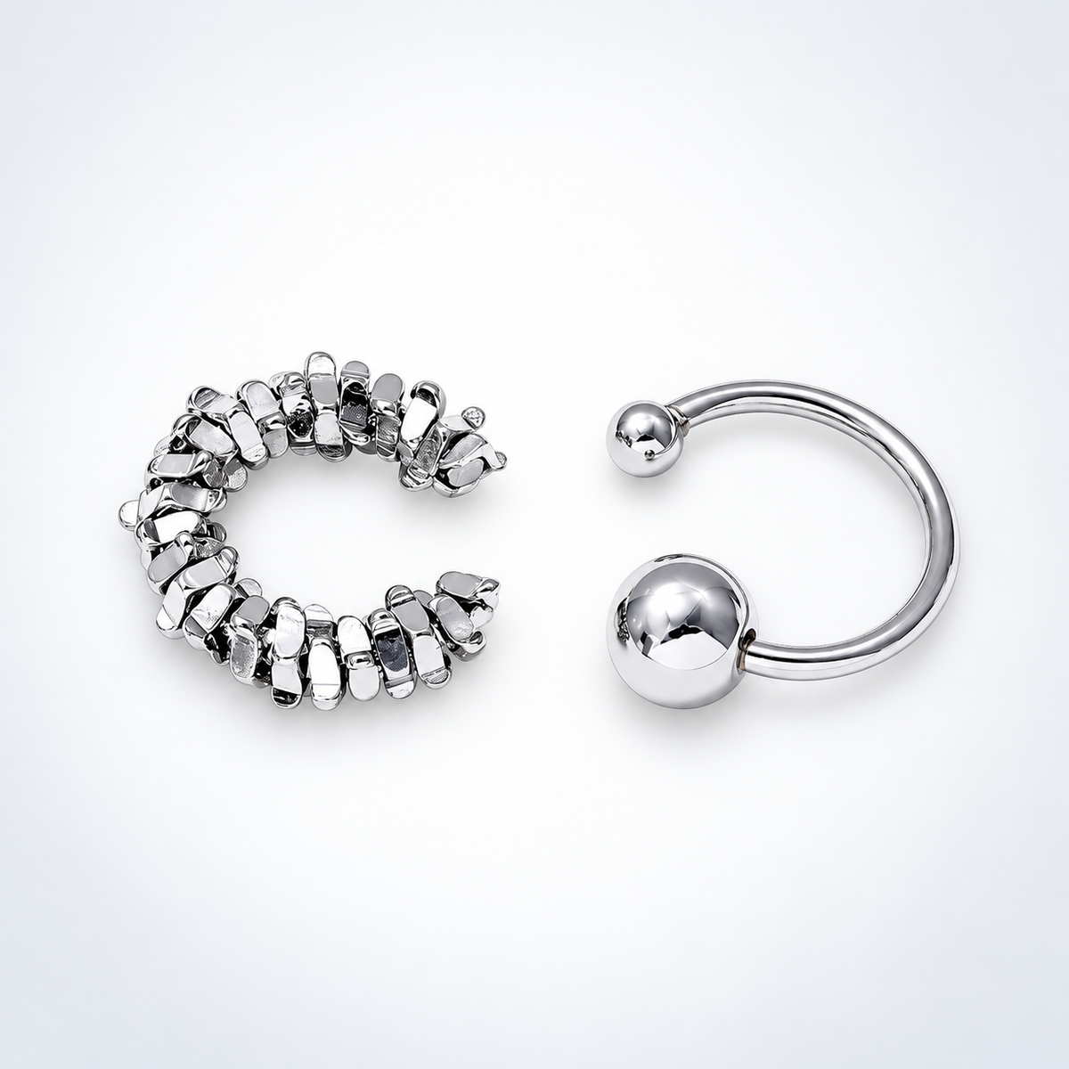 Simple Irregular Cube Beads Ear Cuff Set
