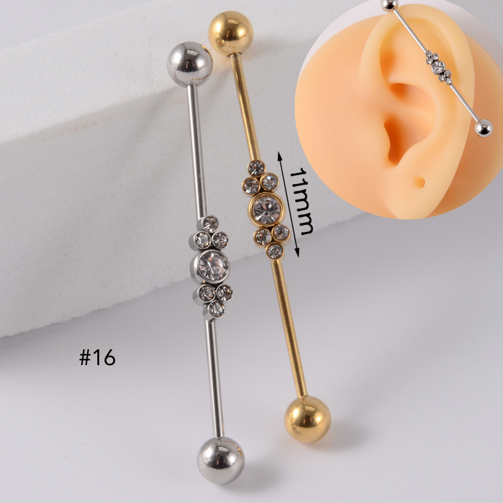 16G Gold & Silver Geometry Double Industrial Barbell Bar | DL2311