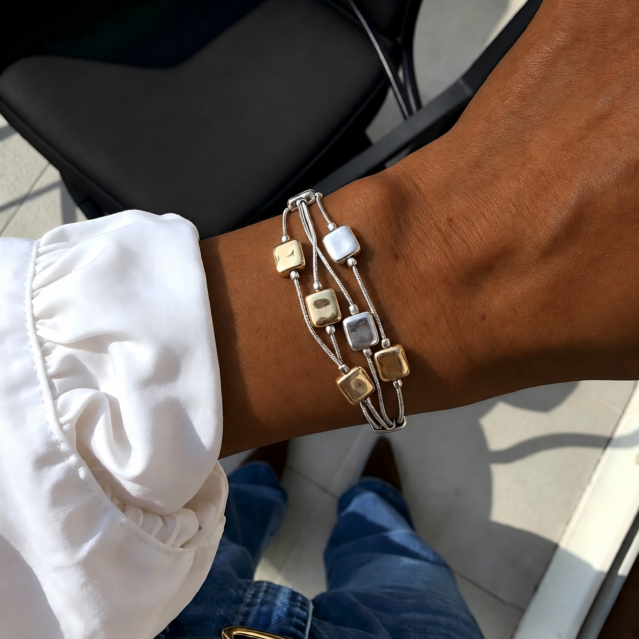 Lock & Link Two Tone Layer Magnetic Bracelet