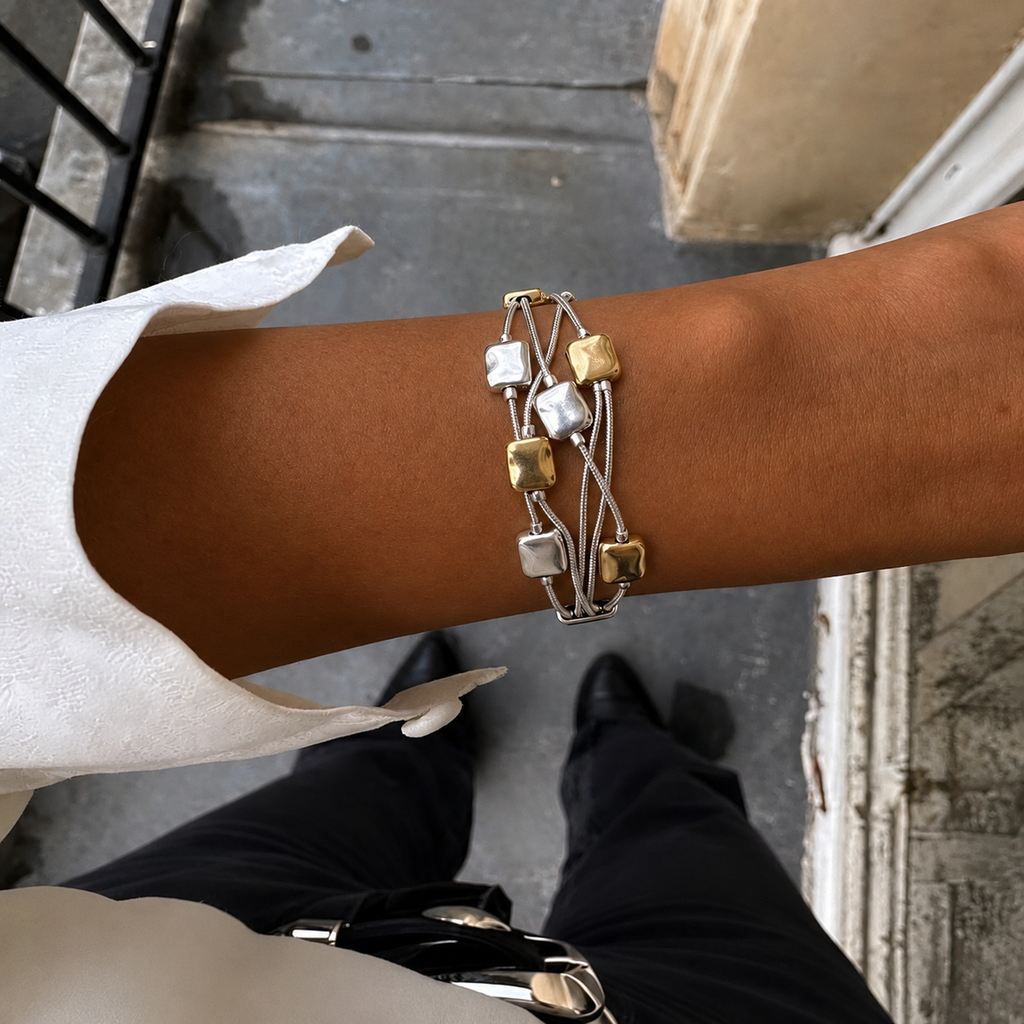 Lock & Link Two Tone Layer Magnetic Bracelet
