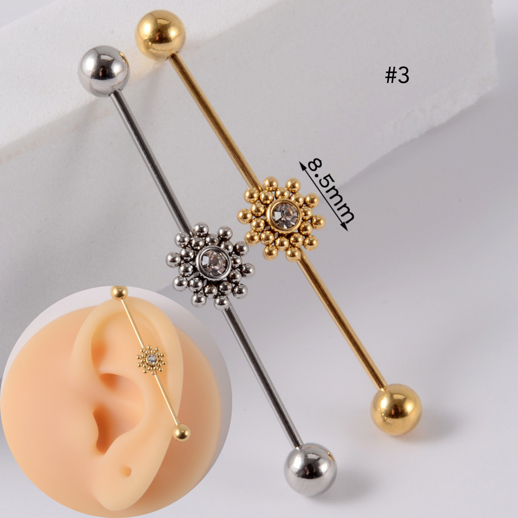 16G Gold & Silver Geometry Double Industrial Barbell Bar | DL2311