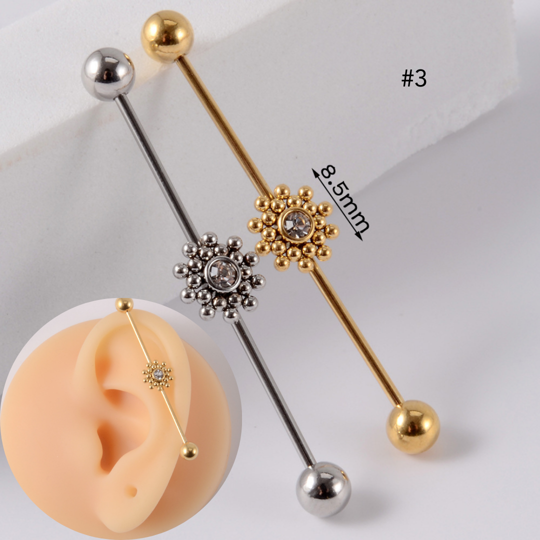16G Gold & Silver Geometry Double Industrial Barbell Bar | DL2311