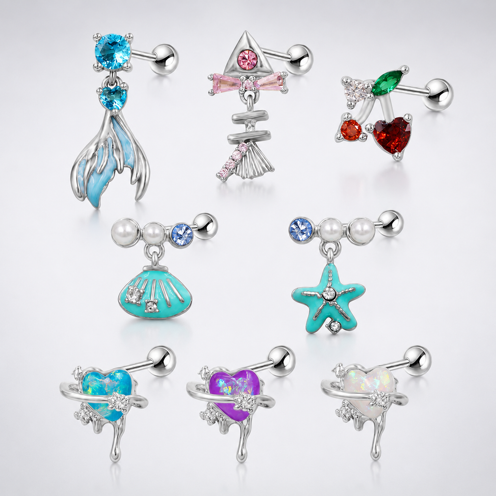 Ocean Whisper Titanium Sea Life Helix Stud