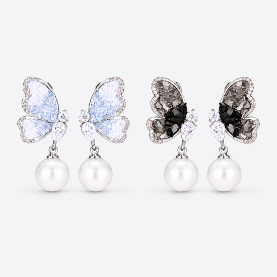 Enchanted Flutter Butterfly Pearl Drop Earrings