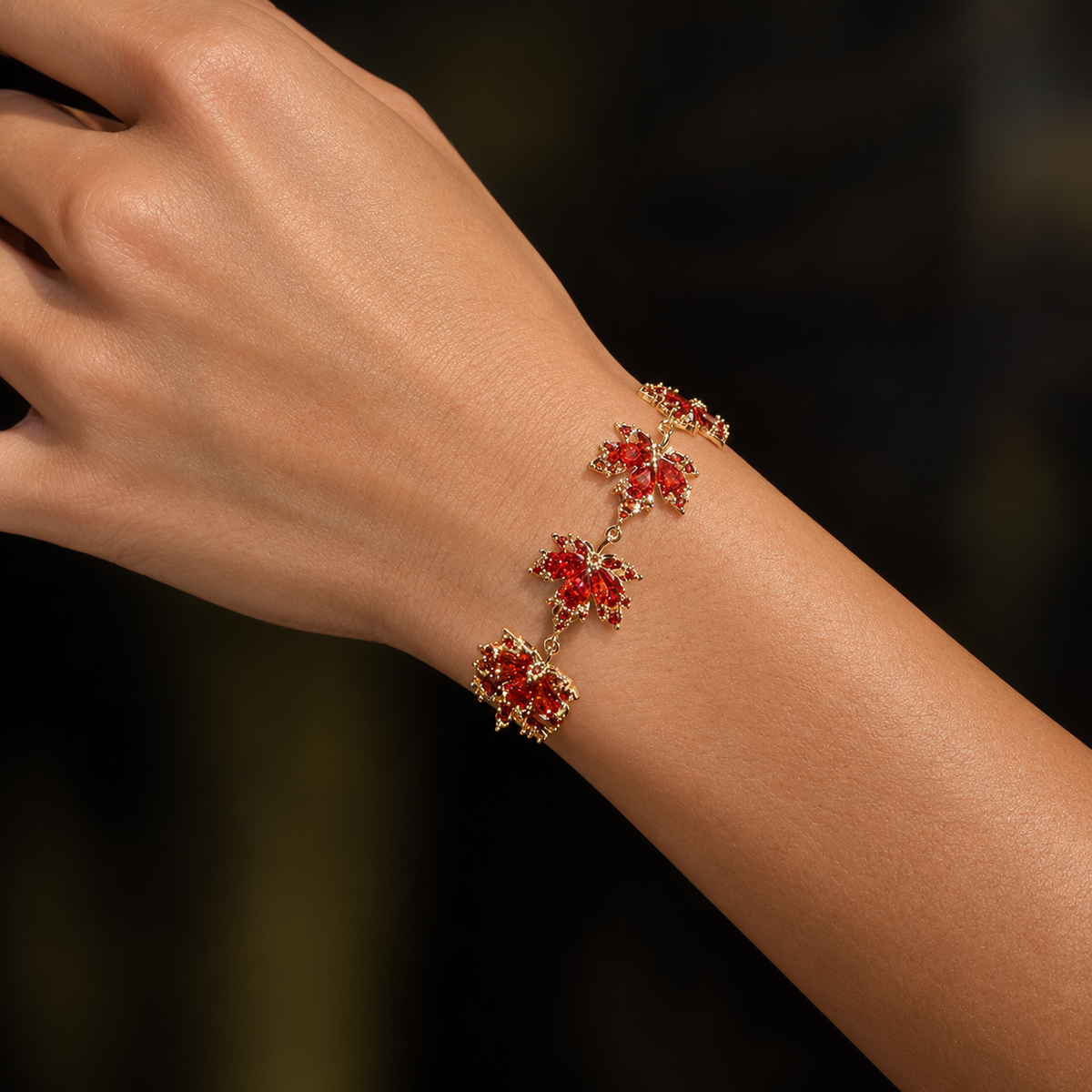 Orange Maple Leaf Bracelet Autumn Gift 