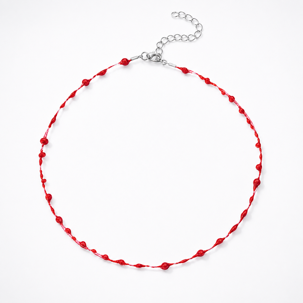 Crimson Veil Blood Drop Layered Necklace